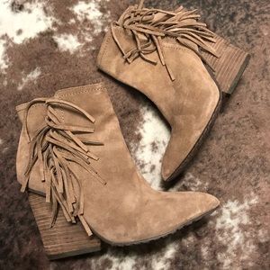 Isola Fringe Heeled Bootie
